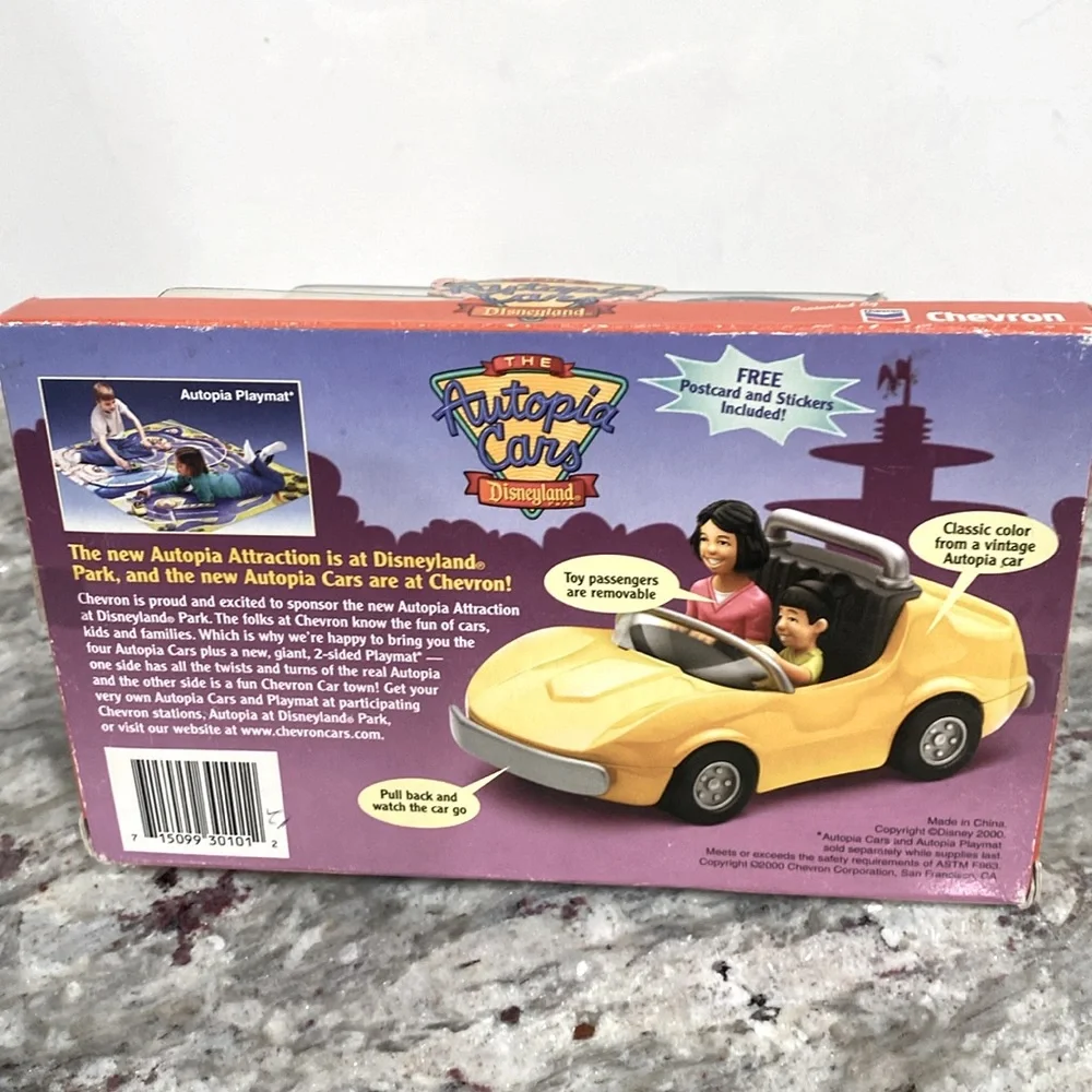 Disneyland NWOT Autopia Collectible Yellow Car “Classic” Disney Chevron Car - Picture 7 of 16